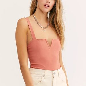 Free people Pippa V-wire bodysuit pink cinnamon